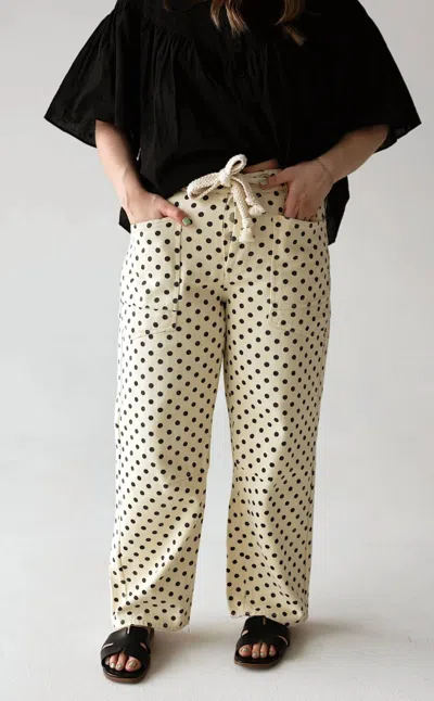 Lovlov Soft Statement Polka Dot Barrel Pants In Beige/brown In Neutral