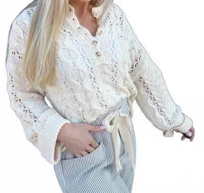 Lovlov Soft Twisted Button Up Sweater In Ivory In Multi