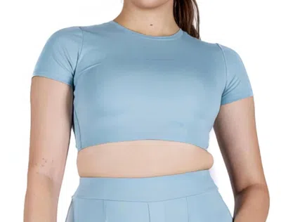 Lovyt Breathable Cropped Tee In Stone Blue