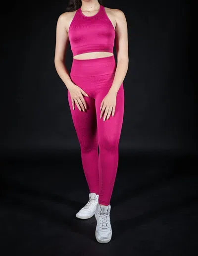 Lovyt Euroshine Jacquard Leggings In Festival Fuschia In Pink