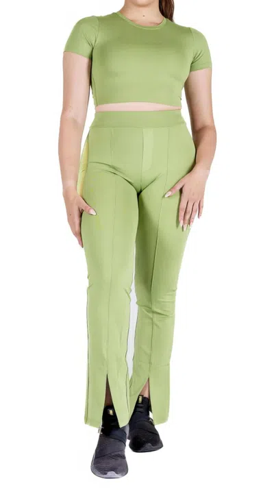 Lovyt Flare Leggings In Epsom In Green