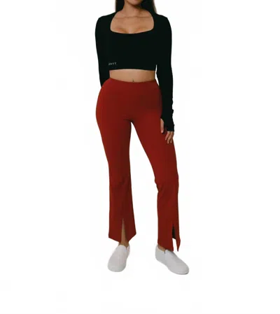 Lovyt Flare Leggings In Red Dahlia