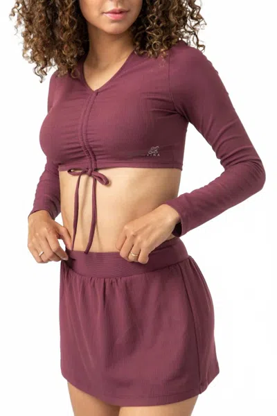 Lovyt Krina Winterly Skirt In Fig In Burgundy