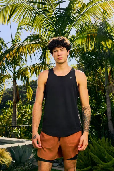Lovyt Men's Polyester Board Shorts In Adobe In Black