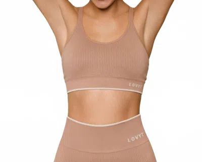 Lovyt Nudes Rib Bra In Camel In Beige