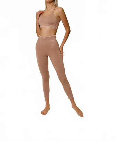 Lovyt Nudes Rib Leggings In Camel In Beige