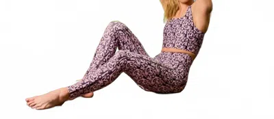 Lovyt Printed Legging In Pink Geometric In Purple