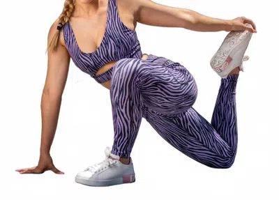 Lovyt Printed Legging In Zebra Purple