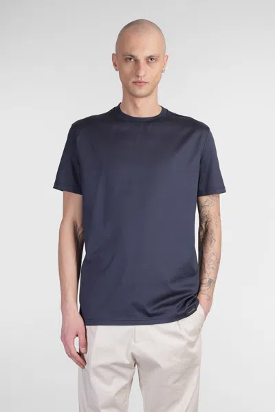 Low Brand B134 Basic T-shirt In Blue Cotton