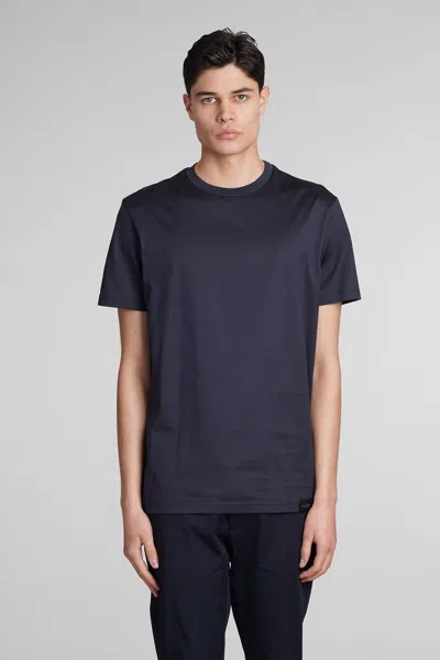 Low Brand B134 Basic T-shirt In Blue Cotton