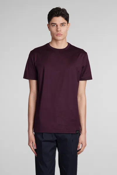 Low Brand B134 Basic T-shirt In Bordeaux Cotton