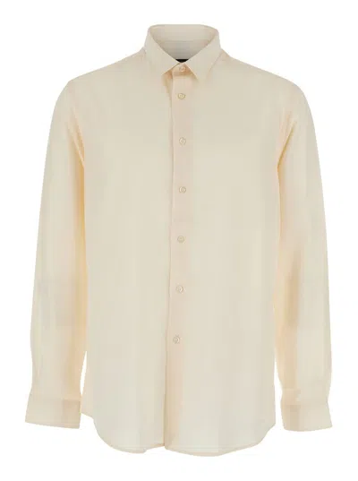 Low Brand Beige Shirt With Classic Collar In Tech Fabric Man