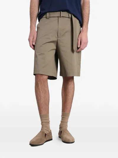 Low Brand Belted Twill Shorts In Brown