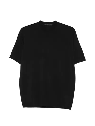 Low Brand 크루 넥 패널 티셔츠 In Black
