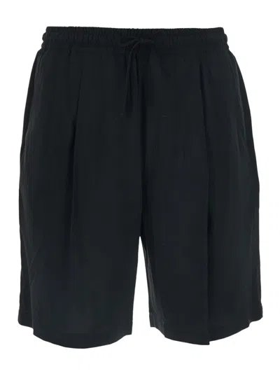 Low Brand Black Bermuda Shorts With Elasticated Waist And Drawstring In Viscose For Men