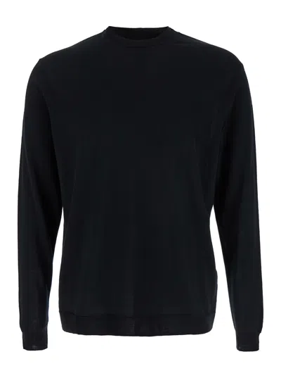 LOW BRAND BLACK CREW NECK PULLOVER IN VIRGIN WOOL MAN