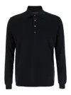 Low Brand Black Sweater With Polo Shirt Style Collar And Long Sleeves In Wool Man In Black