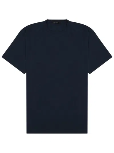 Low Brand Black Solid Crew Neck T-shirt In Blue