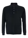 Low Brand Black Sweater With Polo Shirt Style Collar And Long Sleeves In Wool Man In Black