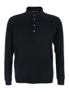 Low Brand Black Sweater With Polo Shirt Style Collar And Long Sleeves In Wool Man In Black