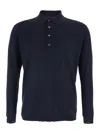 Low Brand Black Sweater With Polo Shirt Style Collar And Long Sleeves In Wool Man In Blue