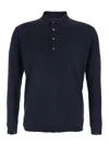 Low Brand Black Sweater With Polo Shirt Style Collar And Long Sleeves In Wool Man In Blue