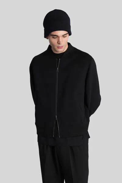 Low Brand Bomber Double Wool Bomber Jacket In Black Wool