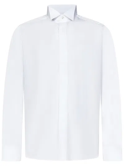 Low Brand Button-down Long Sleeve Shirt With Pointed Collar In White