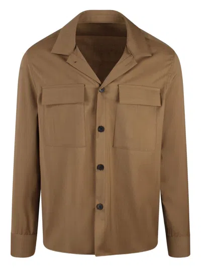 Low Brand Camicia In Lana In Brown