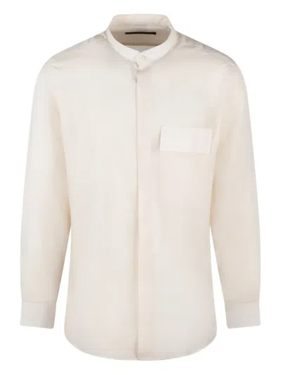 Low Brand Collarless Shirt In Neutral