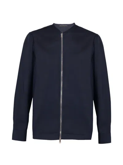 Low Brand Collarless Zip-up Jacket In Blue