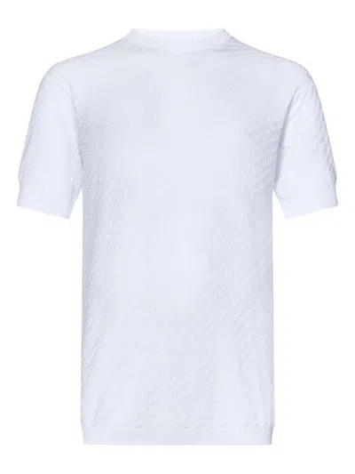 Low Brand Textured Jacquard Crepe Knit T-shirt In White