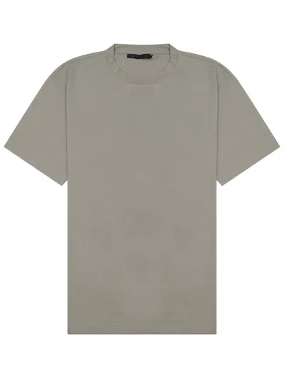 Low Brand Grey Solid Crew Neck T-shirt In Gray