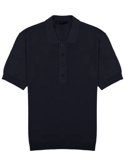 Low Brand Men Dark Blue Solid Shirt Collar Polo