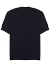 Low Brand Black Solid Crew Neck T-shirt In Dark Blue