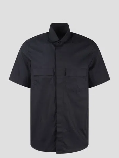 Low Brand Double Pocket Cotton Poplin Shirt In Black
