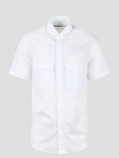 Low Brand Double Pocket Cotton Poplin Shirt In White