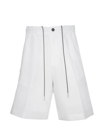 Low Brand Drawstring-waist Flap-pocket Shorts In White