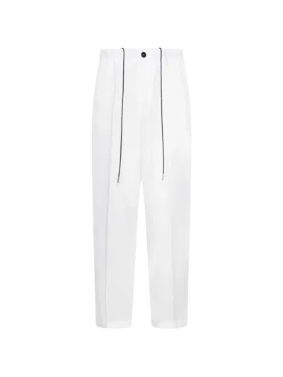 Low Brand Drawstring-waist Pressed-crease Trousers In White