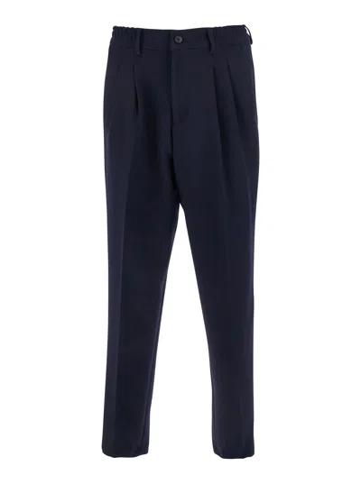 Low Brand Elastic Waist Cotton Trousers In Blue