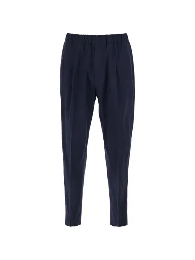 Low Brand Elasticated-wasit Wool Trousers In Blue