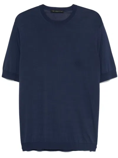 Low Brand Fine-knit T-shirt In Blau