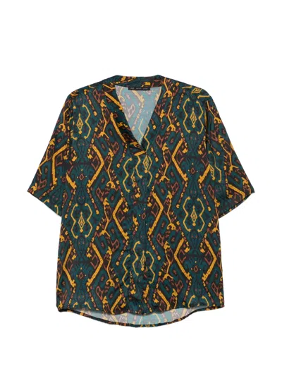 Low Brand Geometric-print Short-sleeve Shirt In Brown