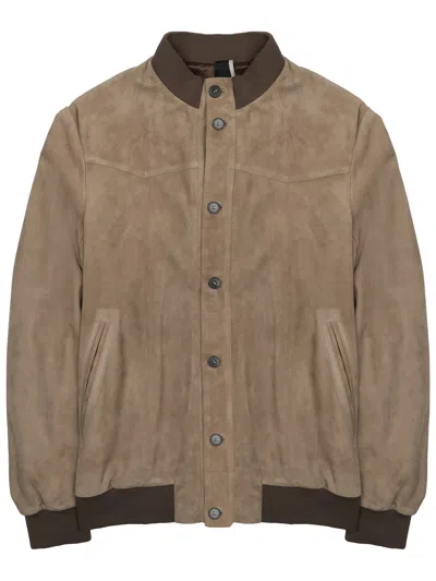 Low Brand Giacca Bomber In Suede In Nude