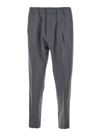 Low Brand Grey Pants With Elastic Waist In Cotton Man In Gray