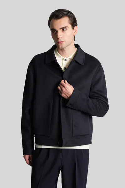 Low Brand Jacket Double Wool Casual Jacket In Blue Wool In Black