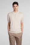 LOW BRAND K148 POLO IN BEIGE SILK AND LINEN