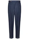 Low Brand Loose-fit Blue Trousers With Double Pleat Design In Blue
