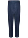 Low Brand Loose-fit Blue Trousers With Double Pleat Design In Blue