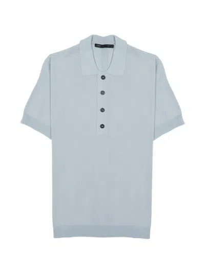 Low Brand Knitted Short-sleeve Polo Shirt In Blue